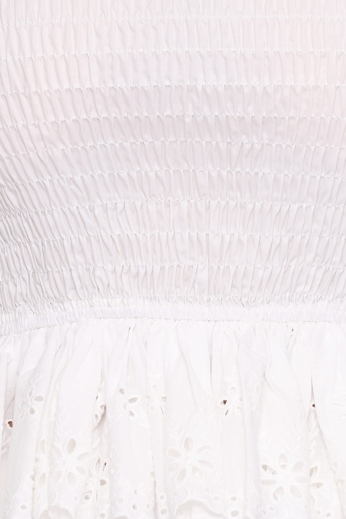Stori Shirred Top - White Broderie