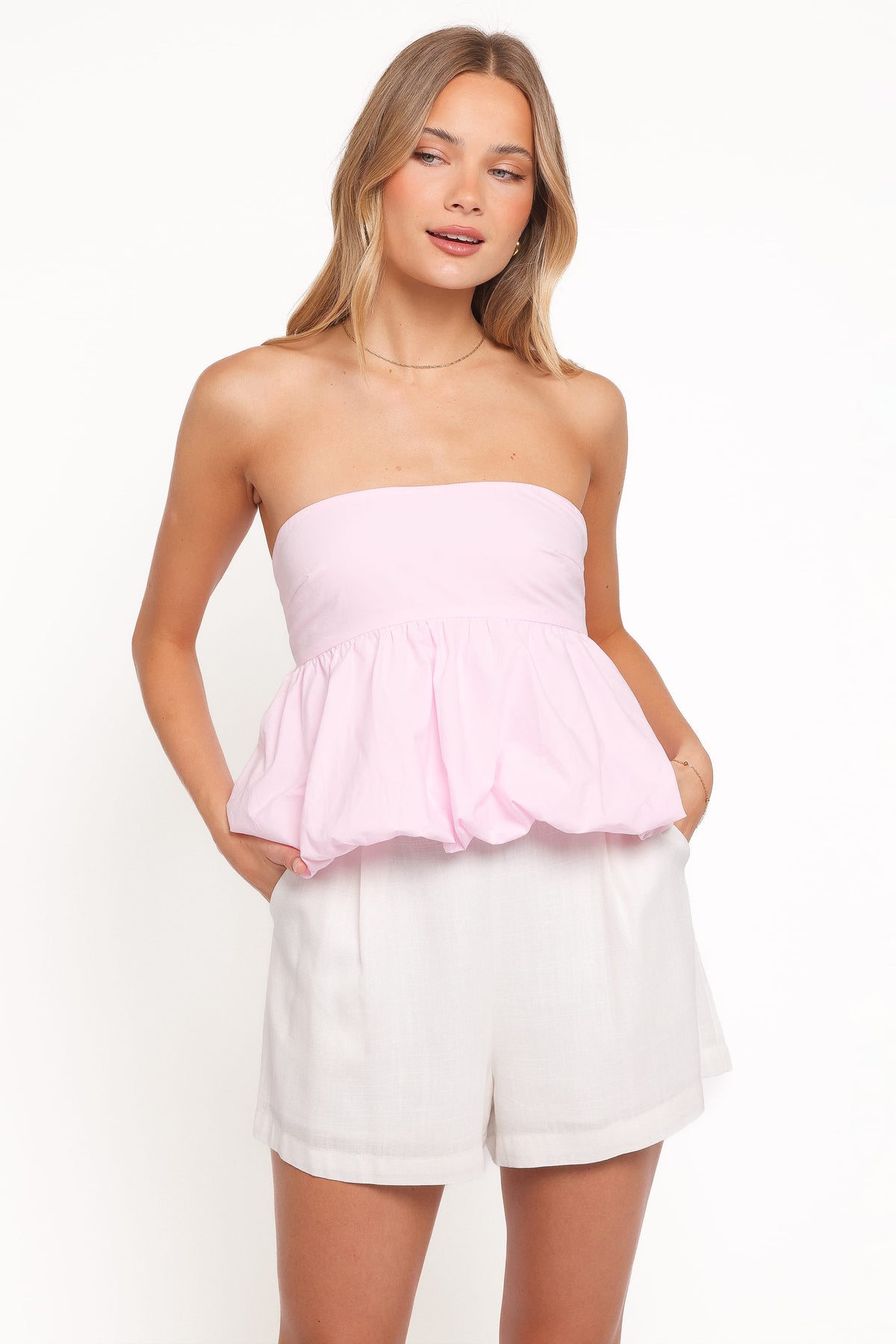 Yvanna Bubble Hem Top - Pink