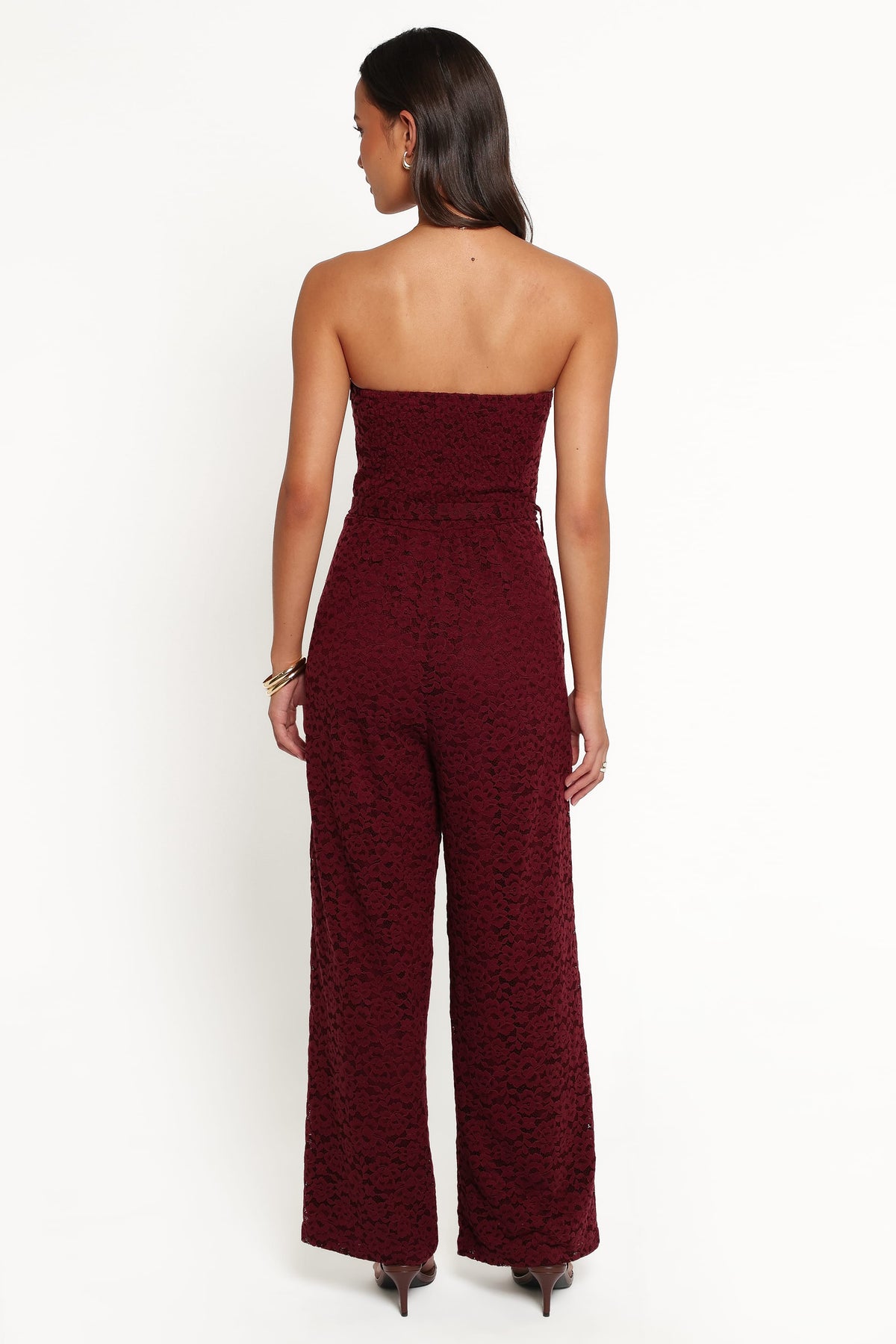 Harlie Strapless Lace Jumpsuit - Burgundy