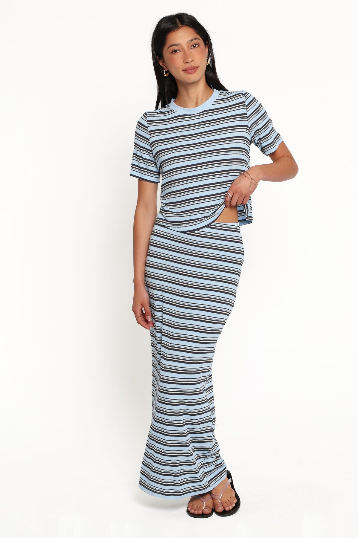 Bene Tee Skirt Set - Blue Stripe