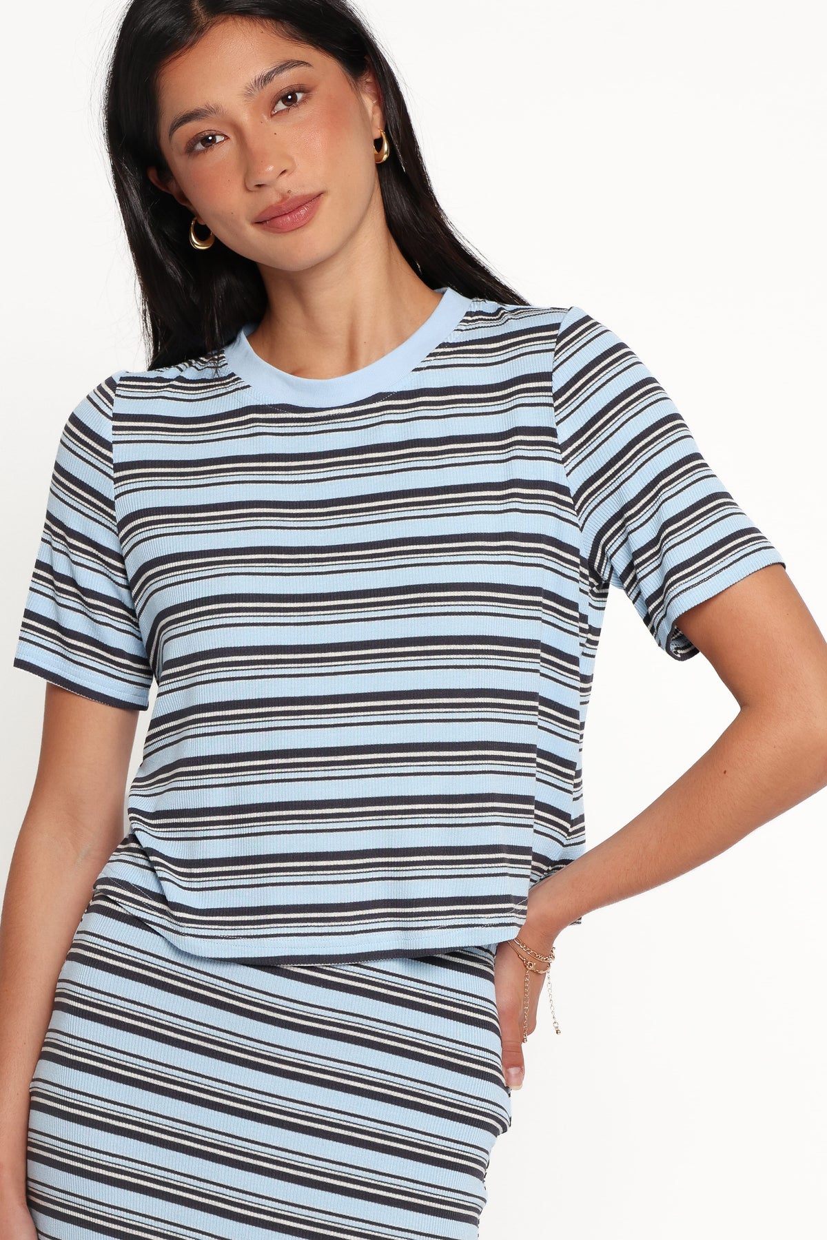 Bene Tee Skirt Set - Blue Stripe