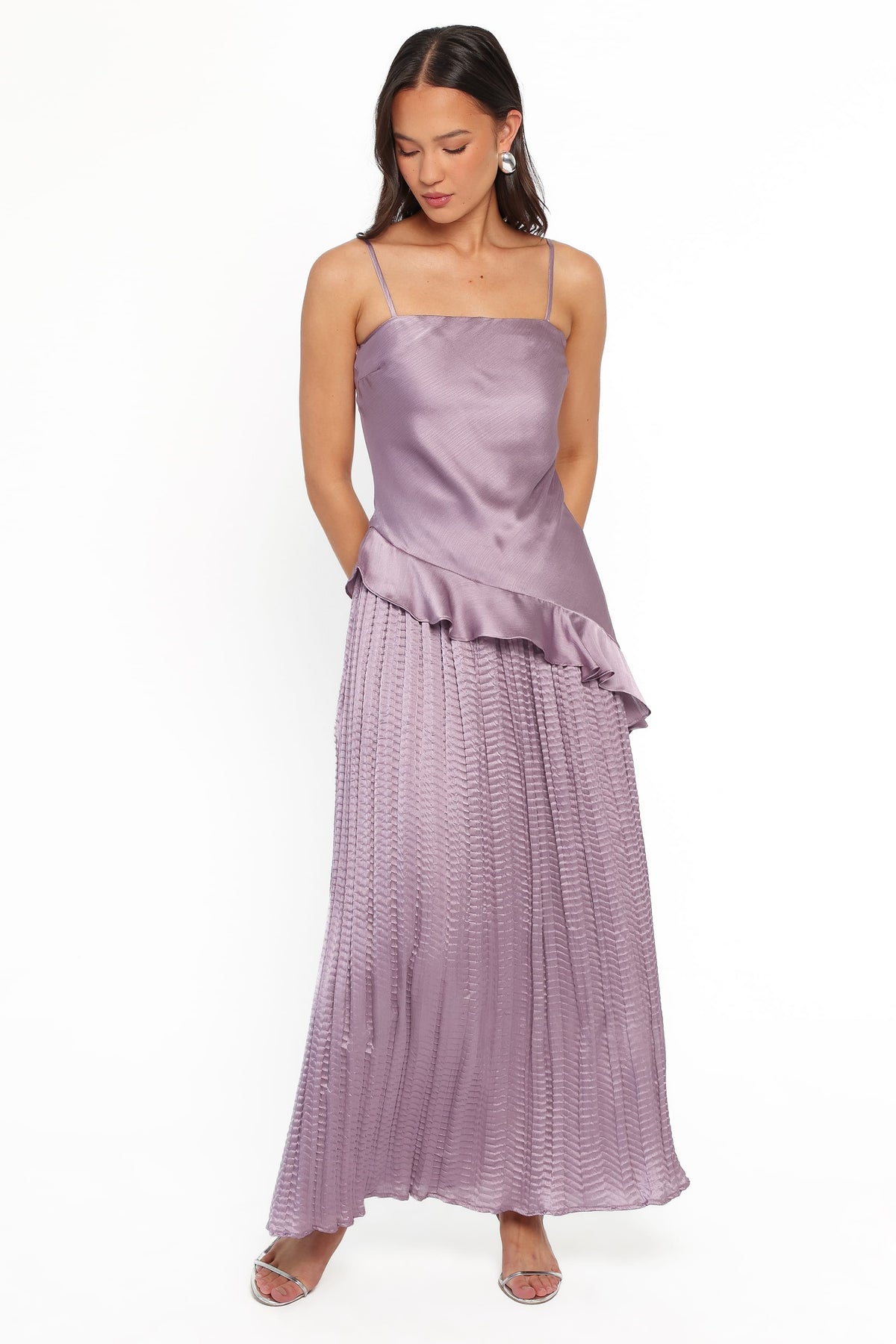 Delvine Asymmetrical Skirt Set - Lilac
