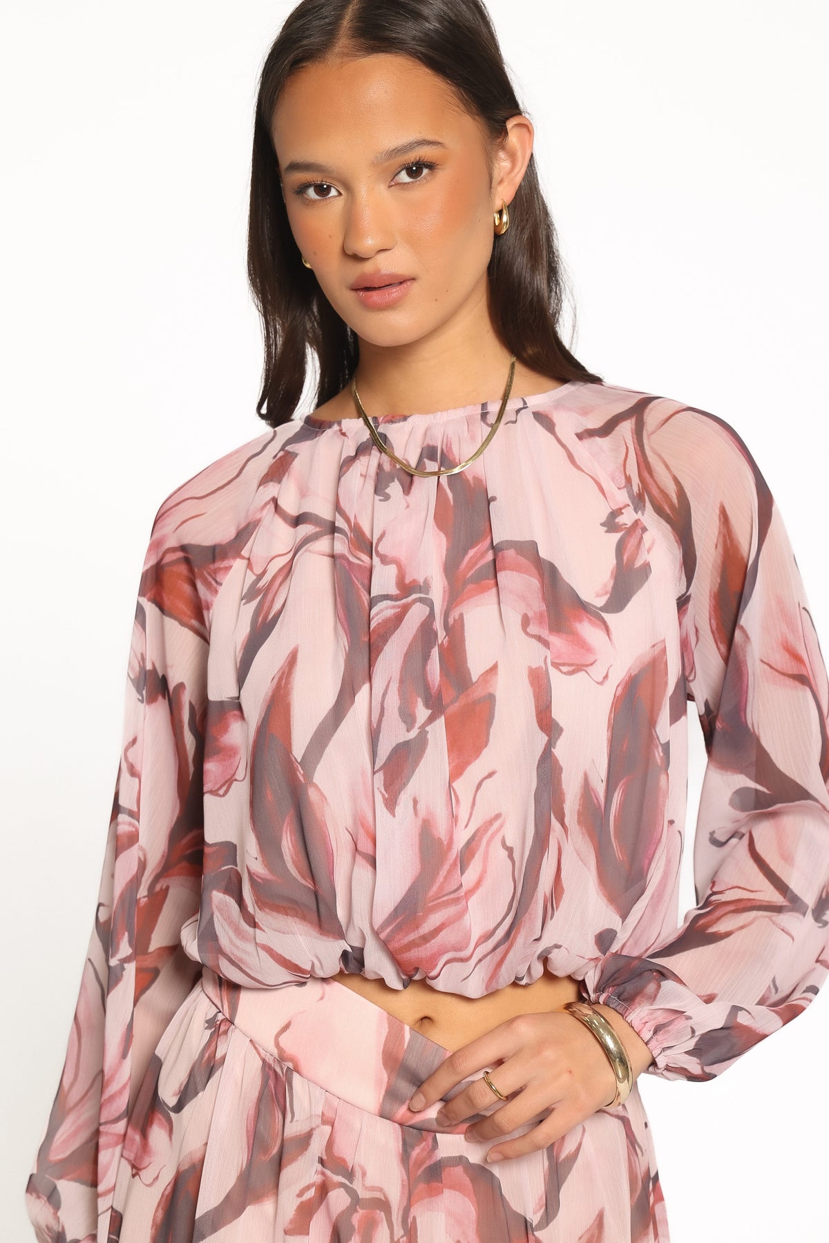 Lorei Chiffon Skirt Set - Pink Petal