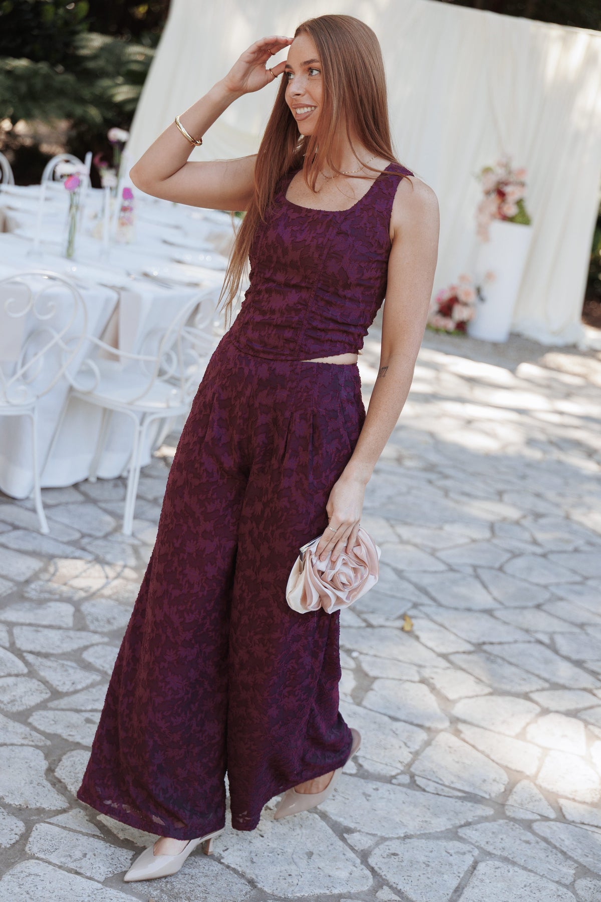 Ada Corset Top - Plum Burnout