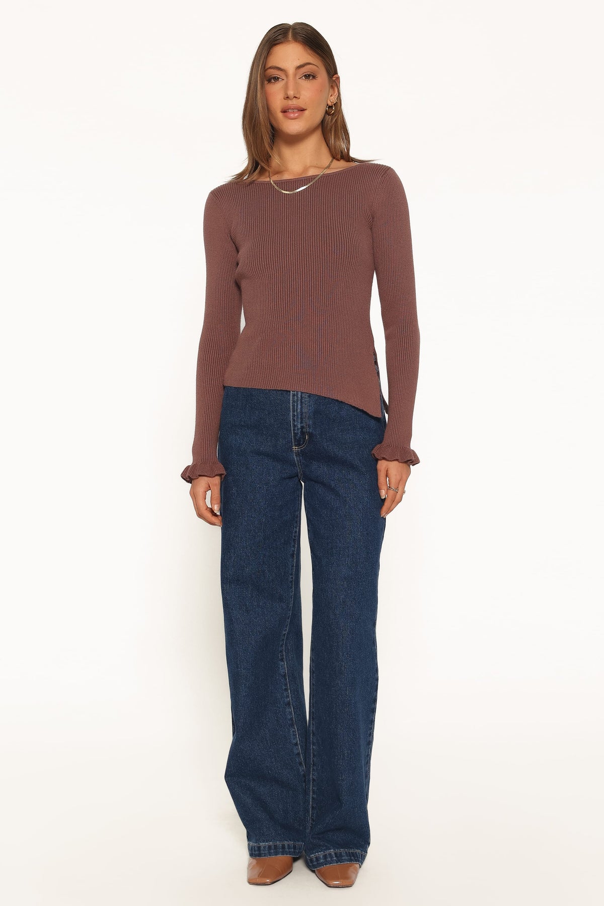 Fiana Knitted Top - Brown