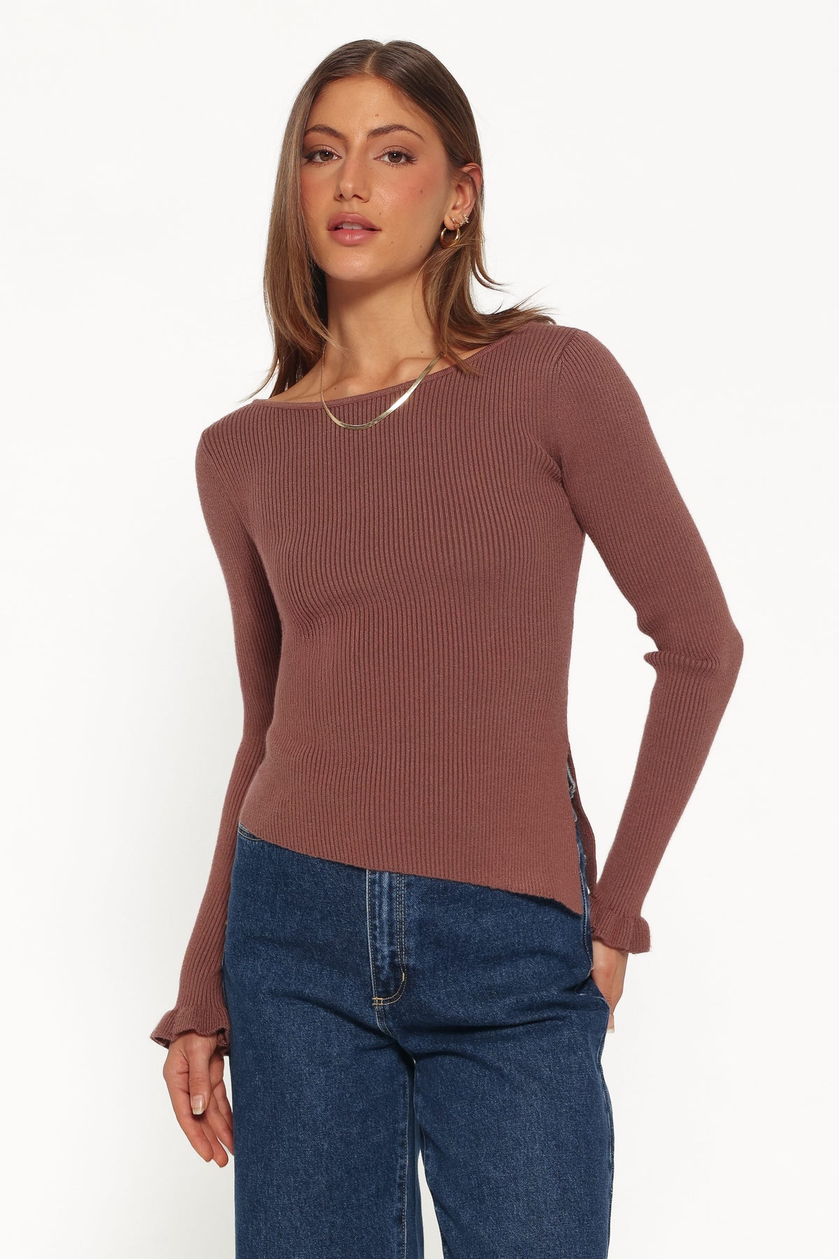 Fiana Knitted Top - Brown