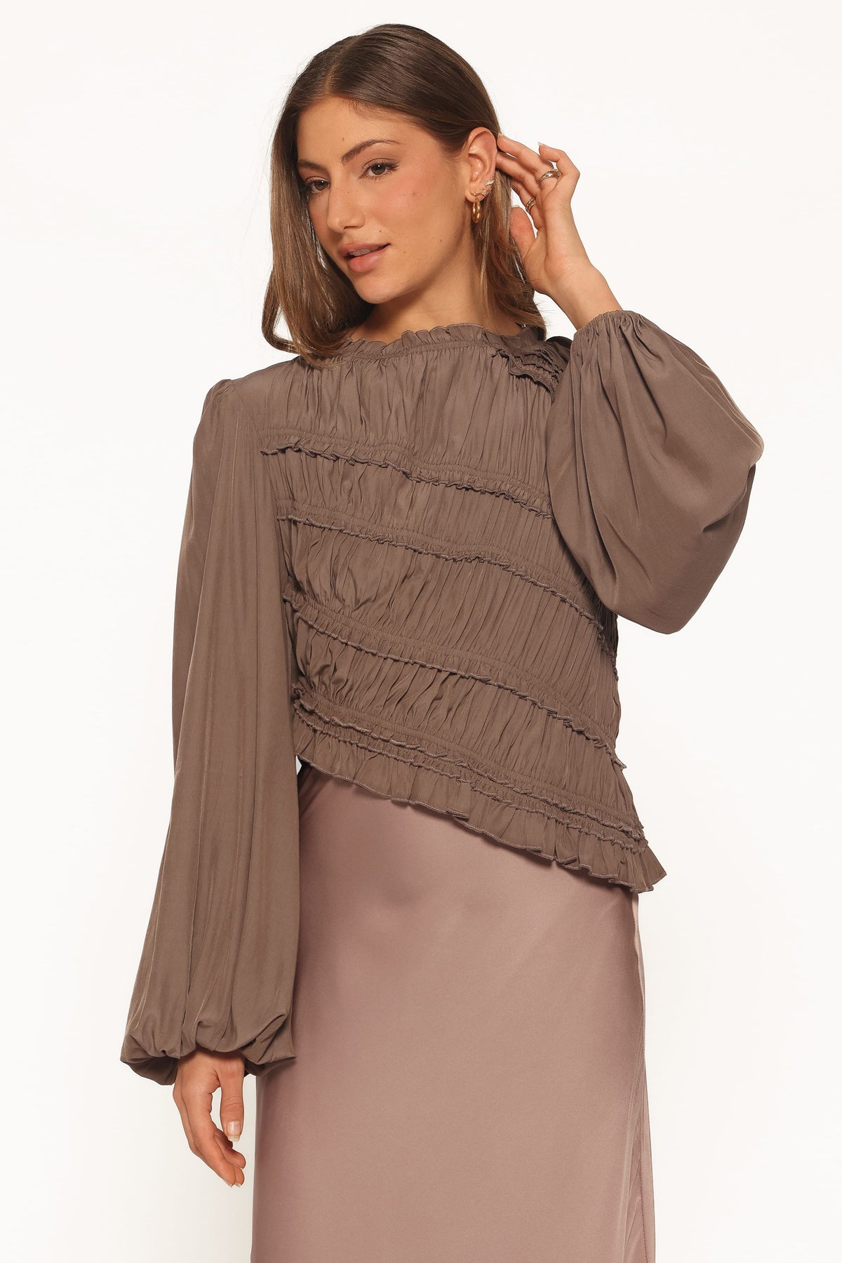 Romee Ruched Top - Brown