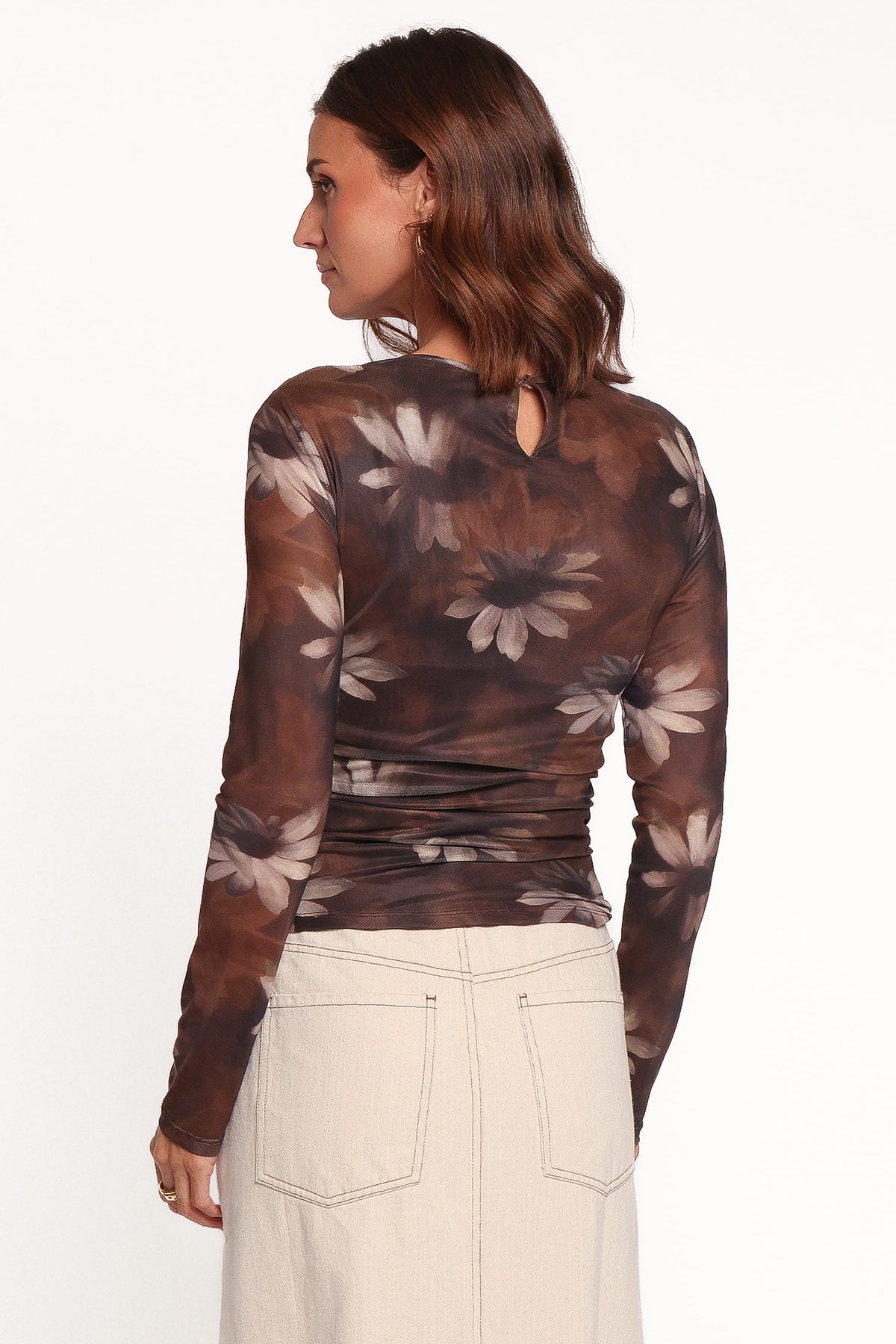 Sayber Mesh Top - Brown Floral