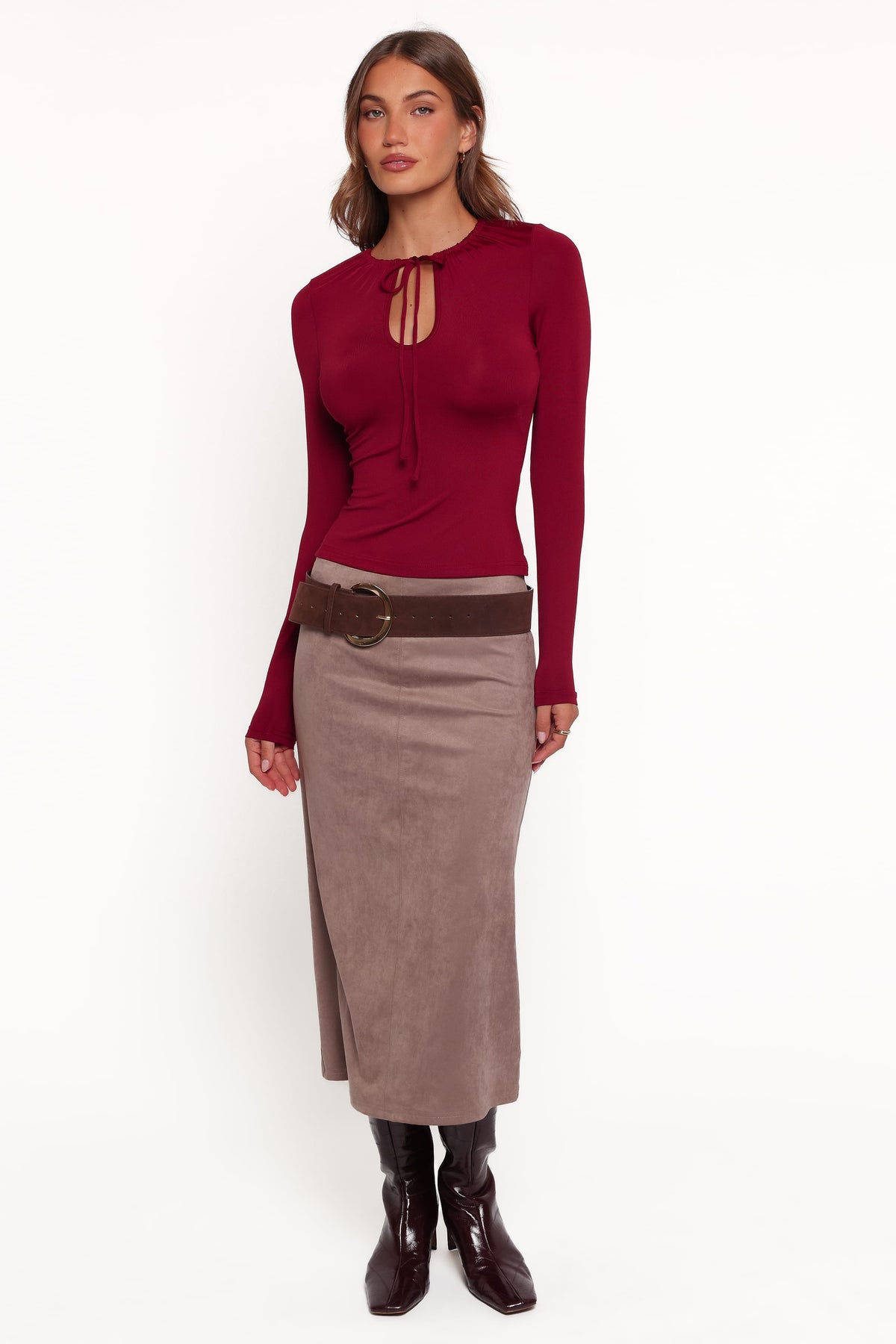 Tuscany Keyhole Top - Burgundy