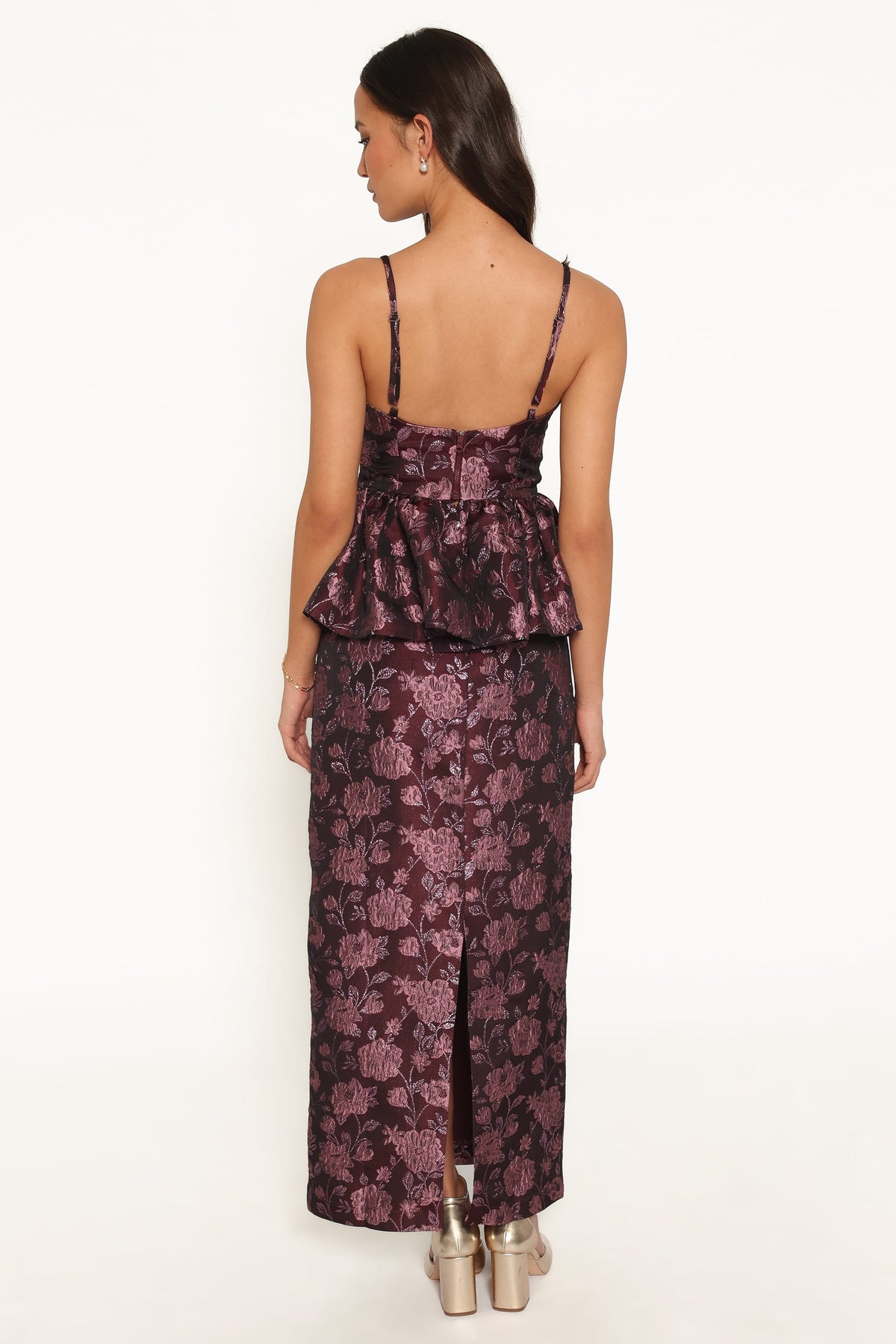 Allegro Column Skirt - Plum Brocade