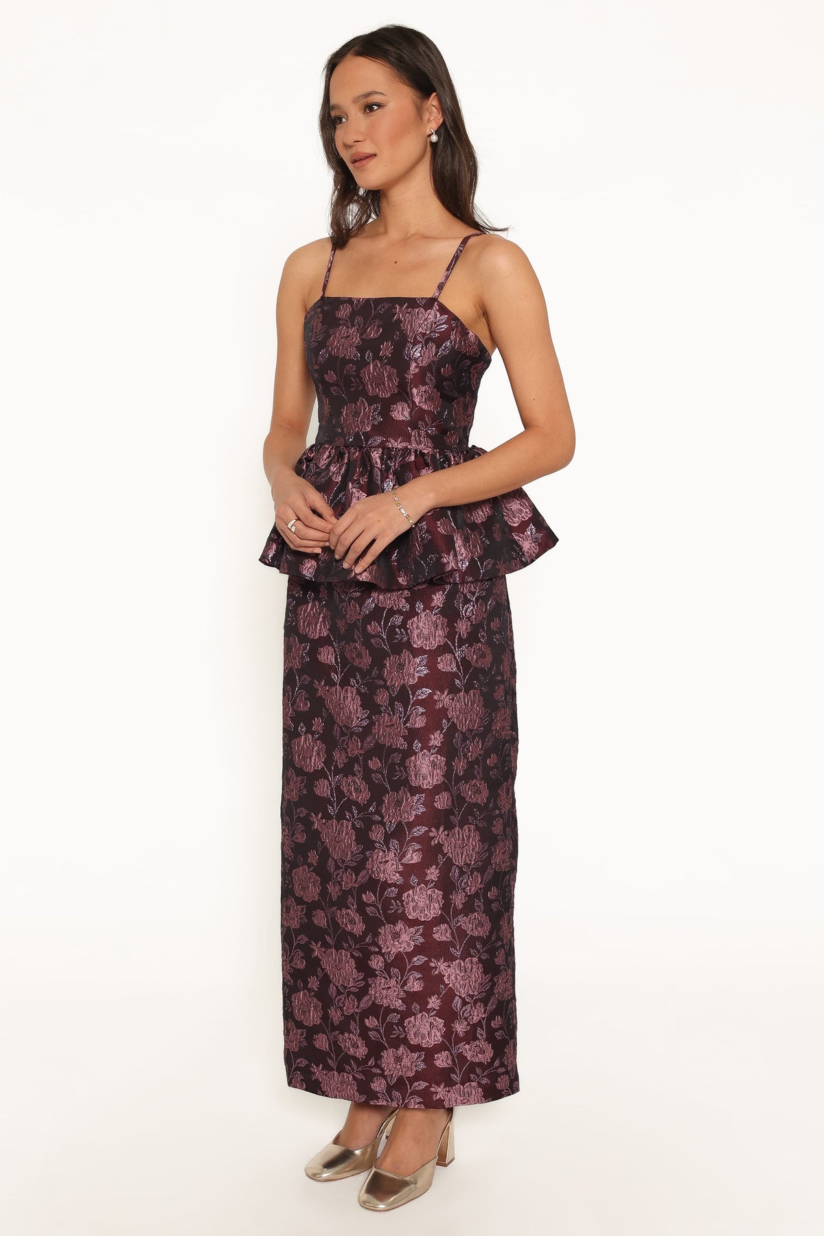 Allegro Column Skirt - Plum Brocade
