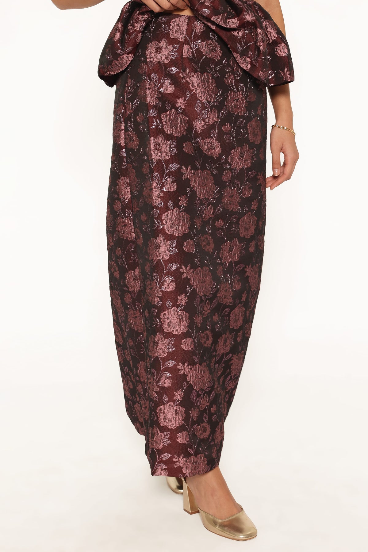 Allegro Column Skirt - Plum Brocade