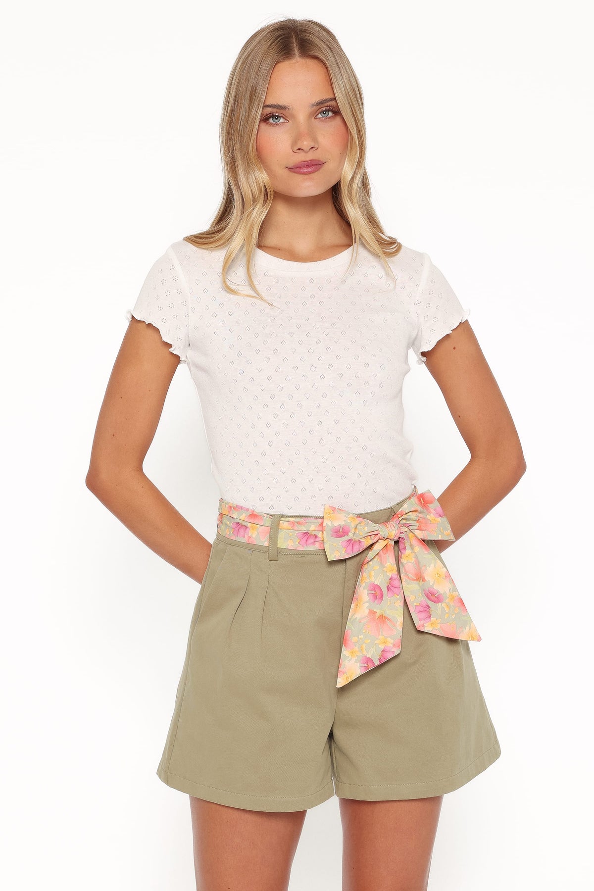 Davey Scarf Tie Shorts - Olive Green