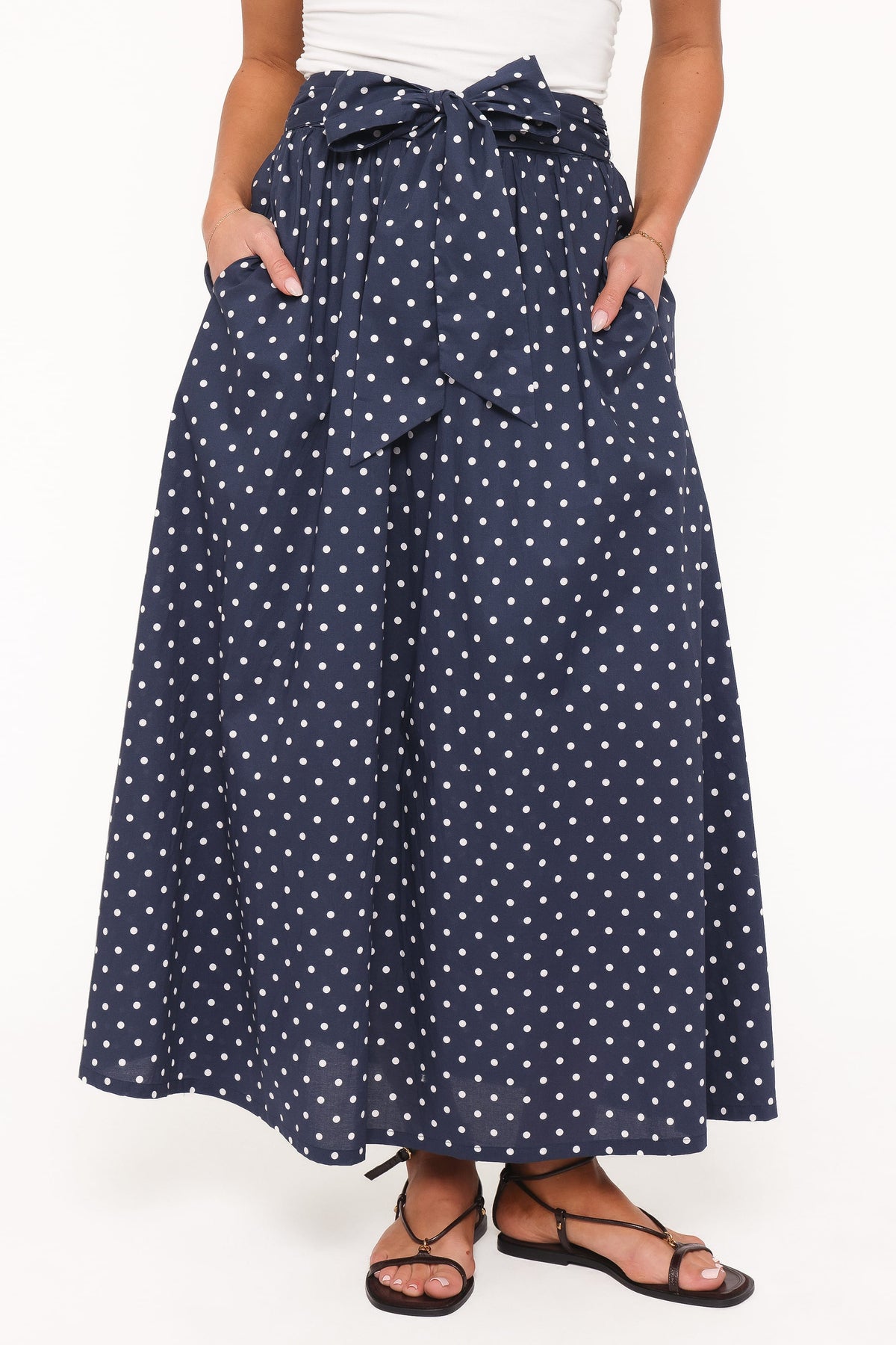 Paula Tie Waist Maxi Skirt - Navy
