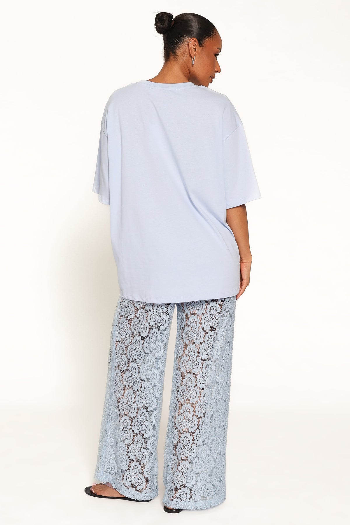 Tia Sheer Lace Pant - Light Blue