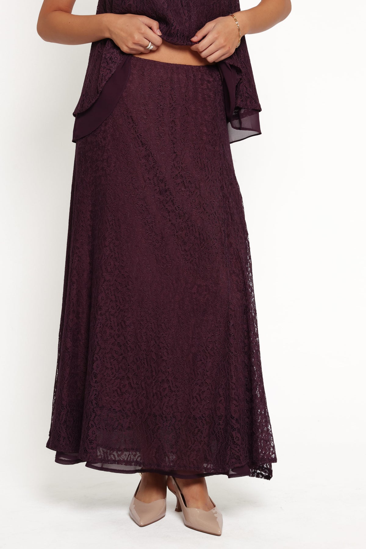 Tracy Maxi Skirt - Plum Lace