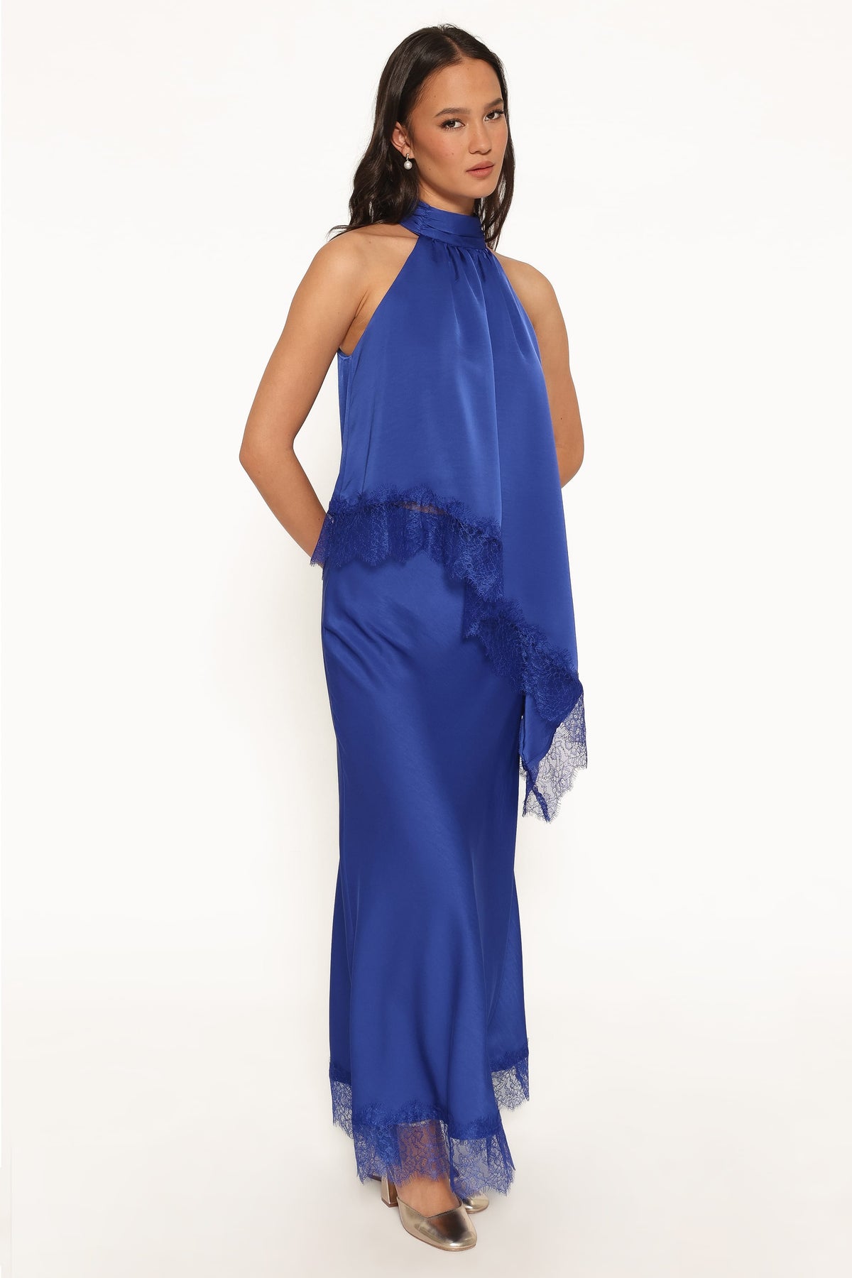 Zarni Lace Trim Maxi Skirt - Lapis Blue