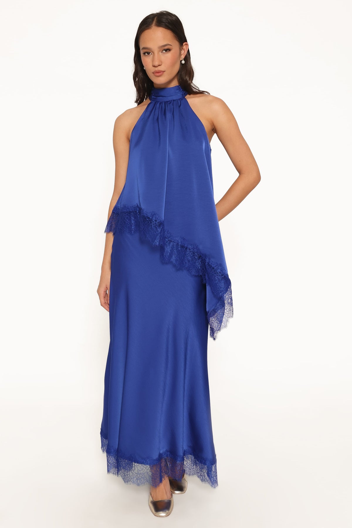 Zarni Lace Trim Maxi Skirt - Lapis Blue