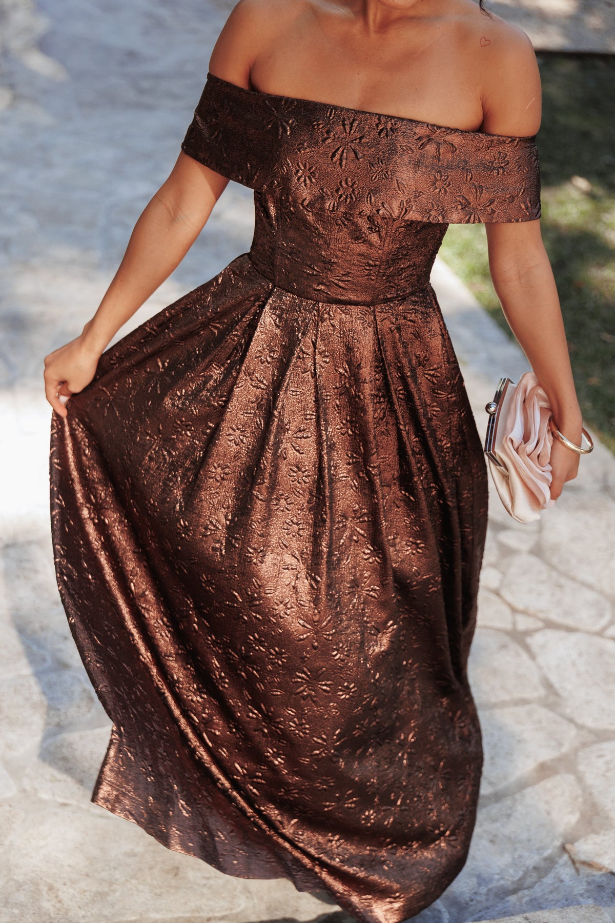 Aberdine Maxi Dress - Brown Brocade