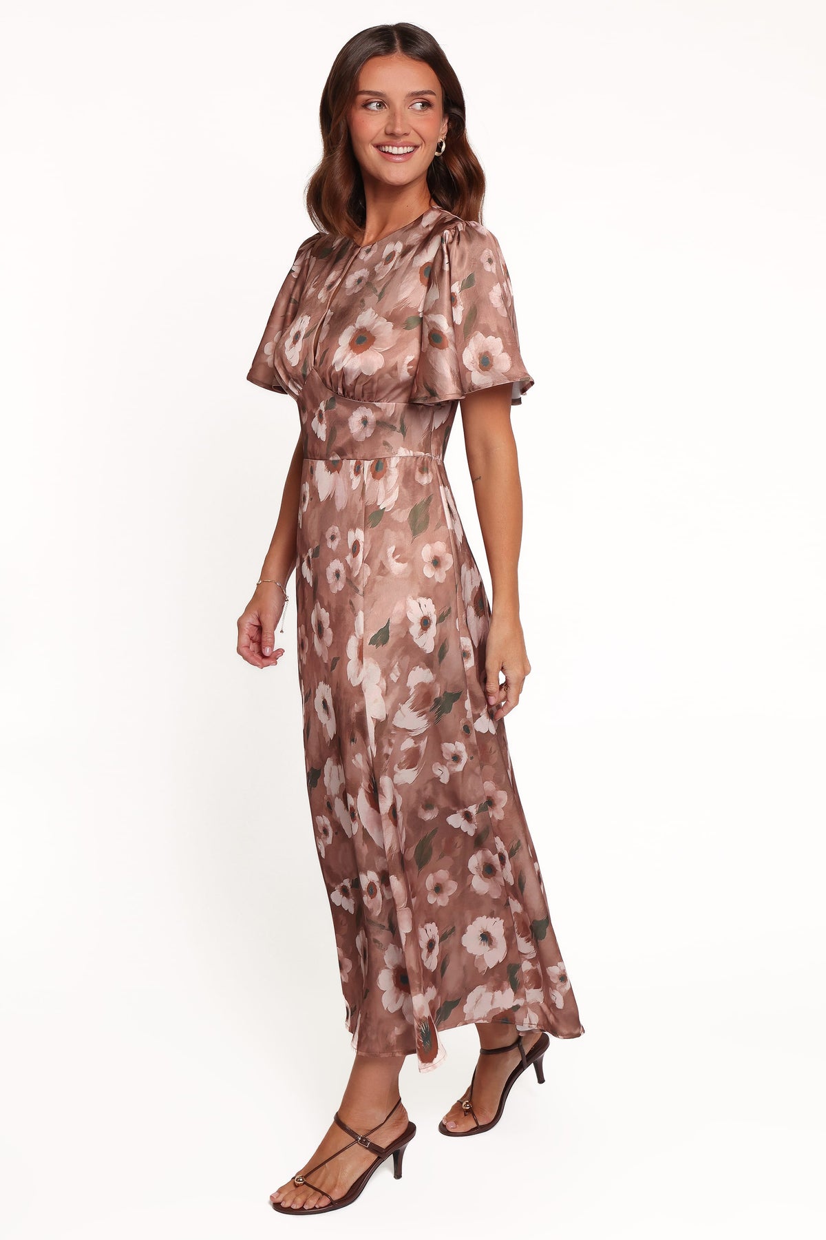 Barluin Midi Dress - Brown Floral