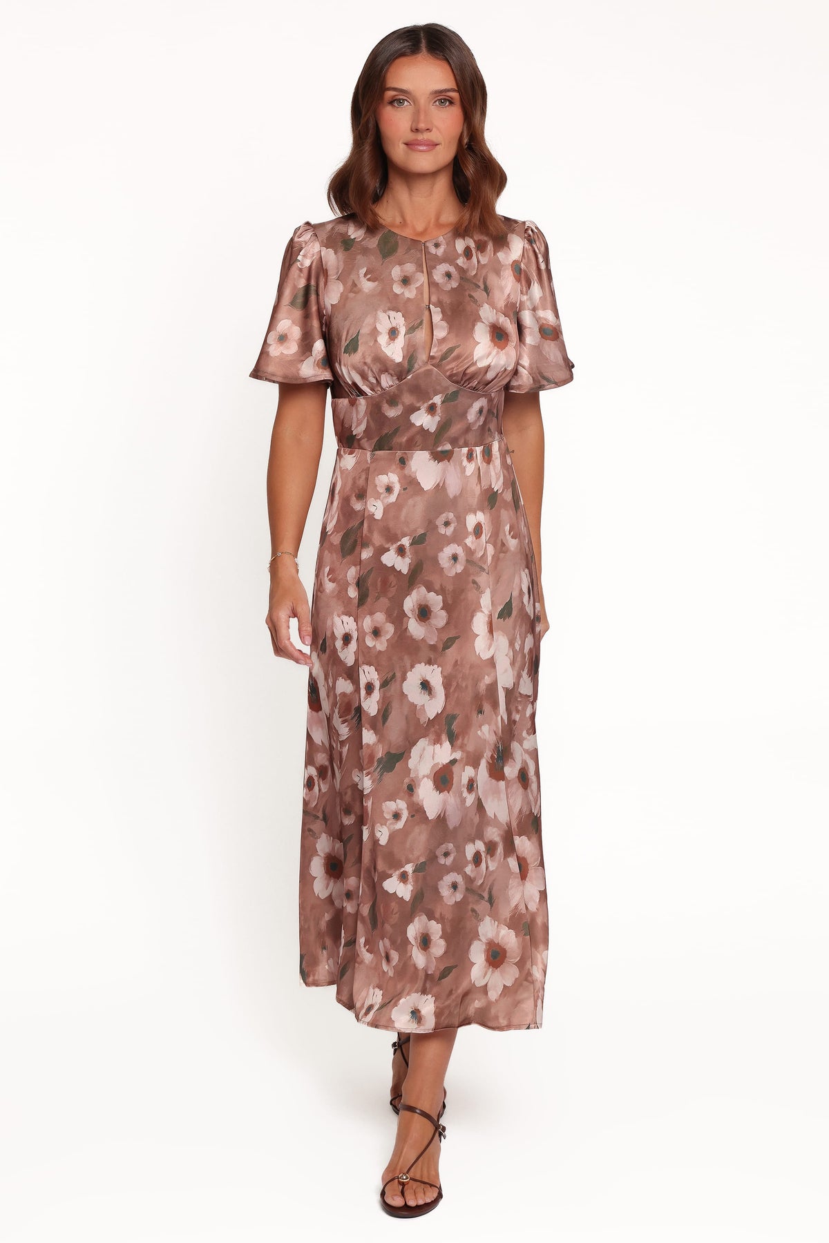 Barluin Midi Dress - Brown Floral