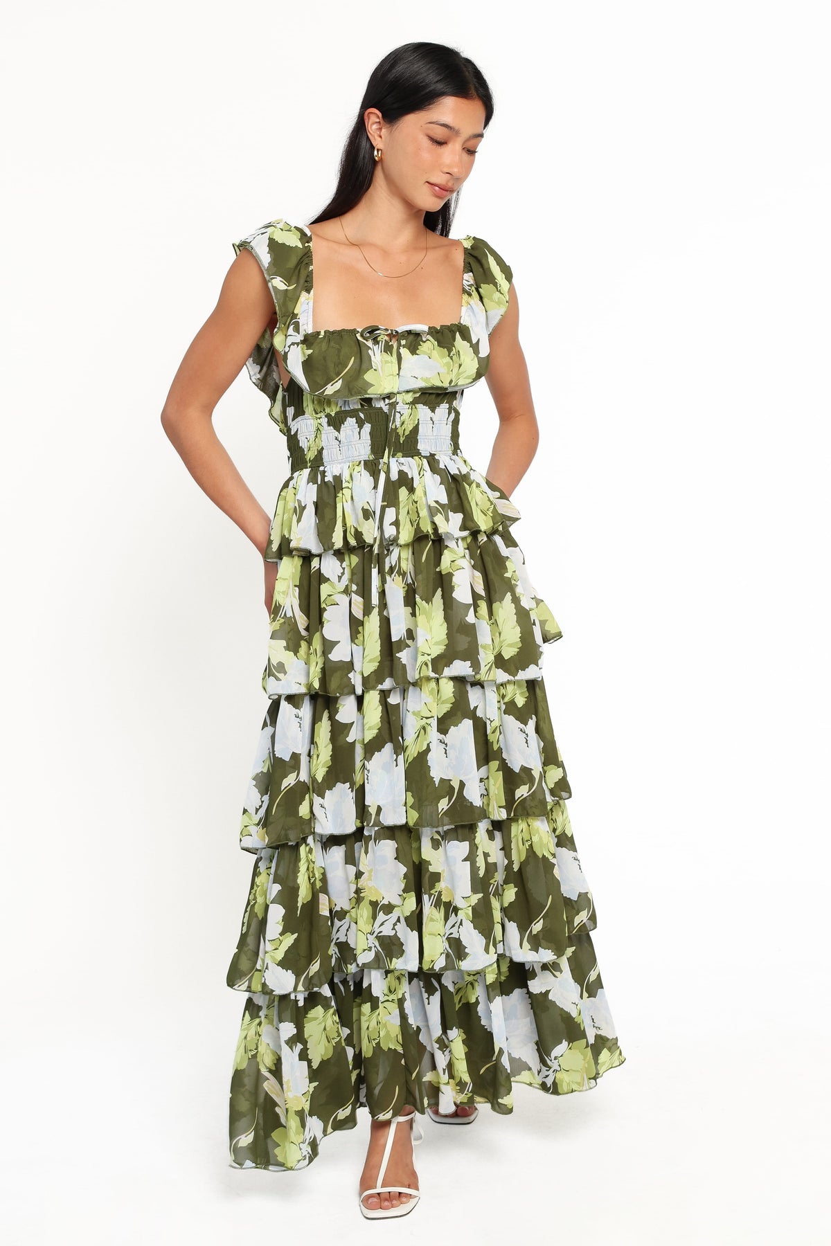 Belle Maxi Dress - Green Floral
