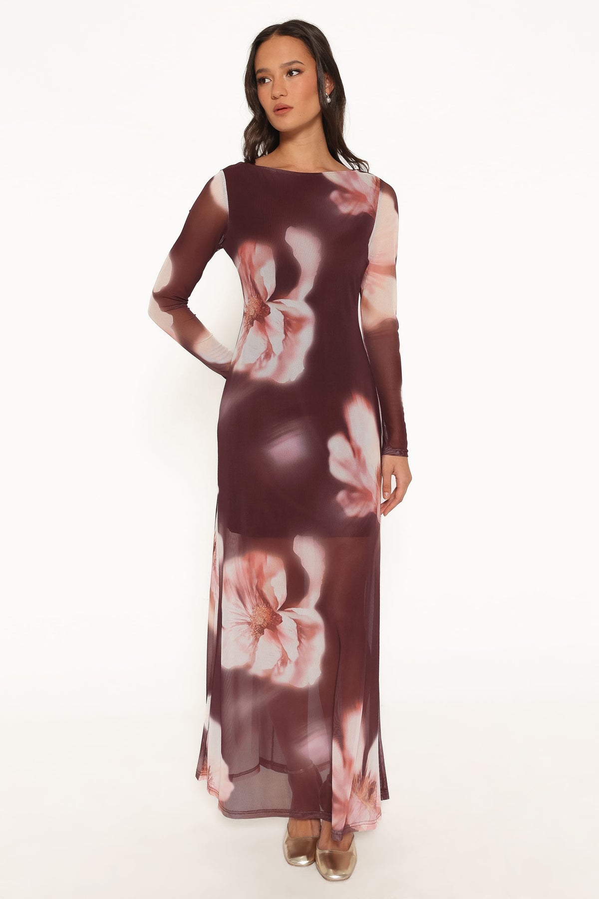 Bradshaw Maxi Dress - Brown Blurred Floral
