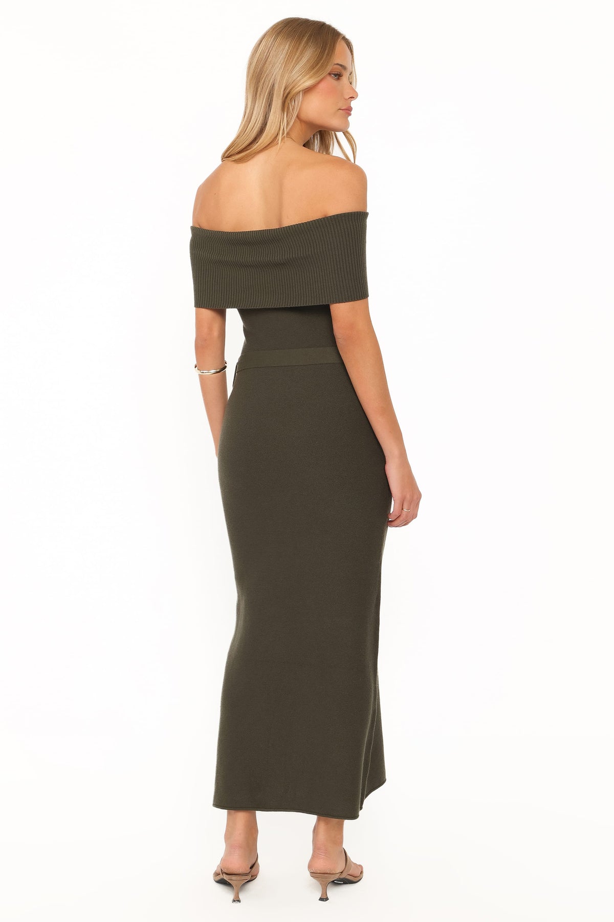Colleen Off Shoulder Maxi Dress - Olive Green