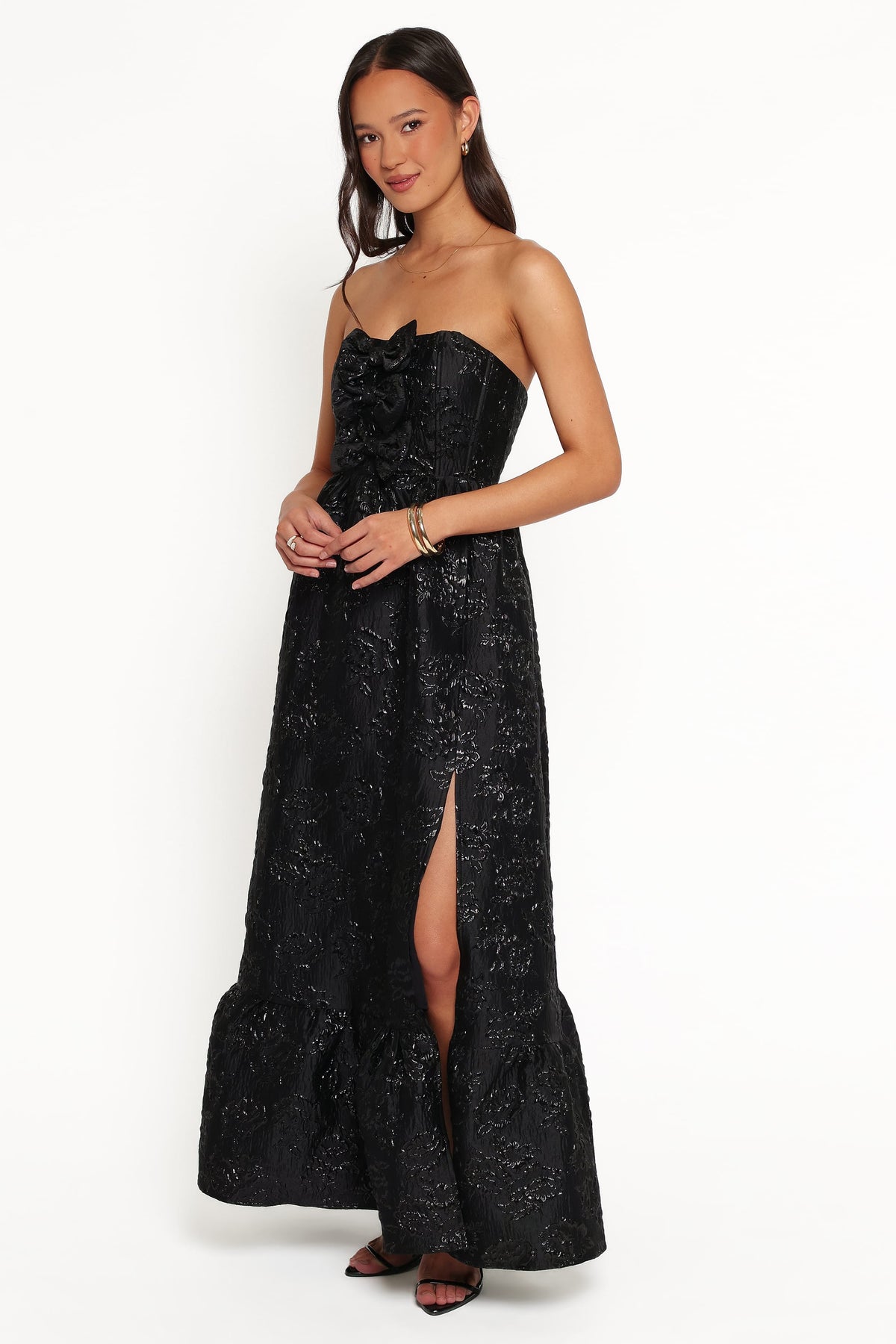 Delphira Maxi Dress - Black Brocade