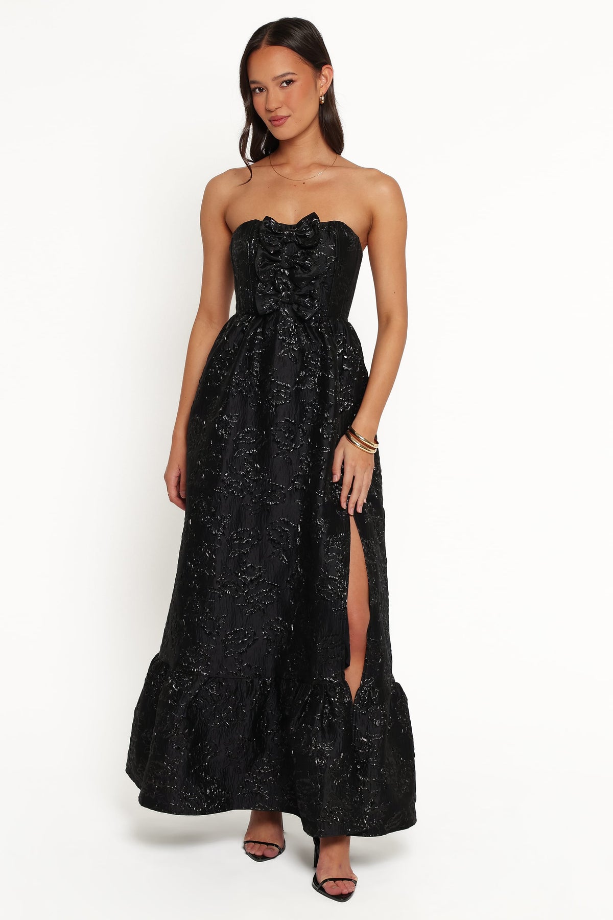 Delphira Maxi Dress - Black Brocade