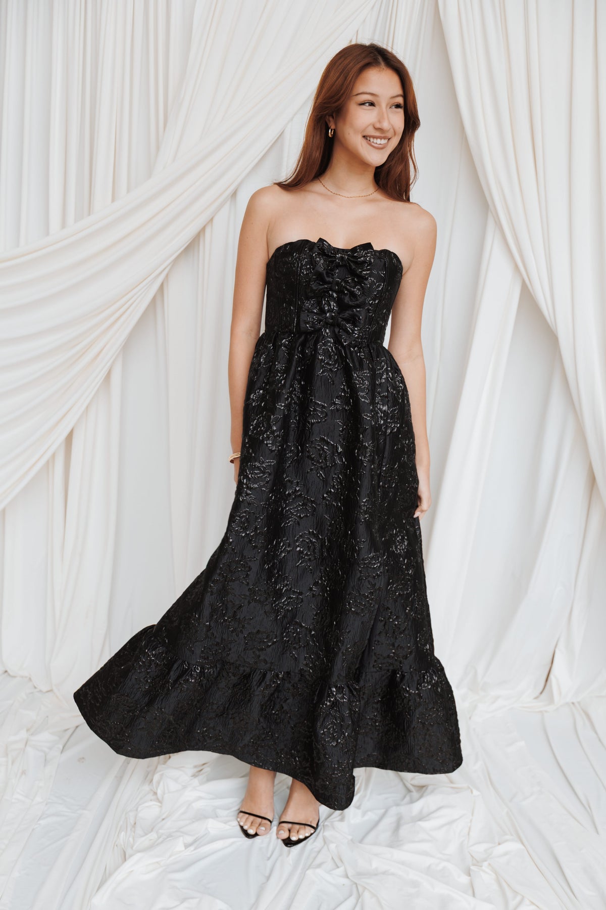 Delphira Maxi Dress - Black Brocade