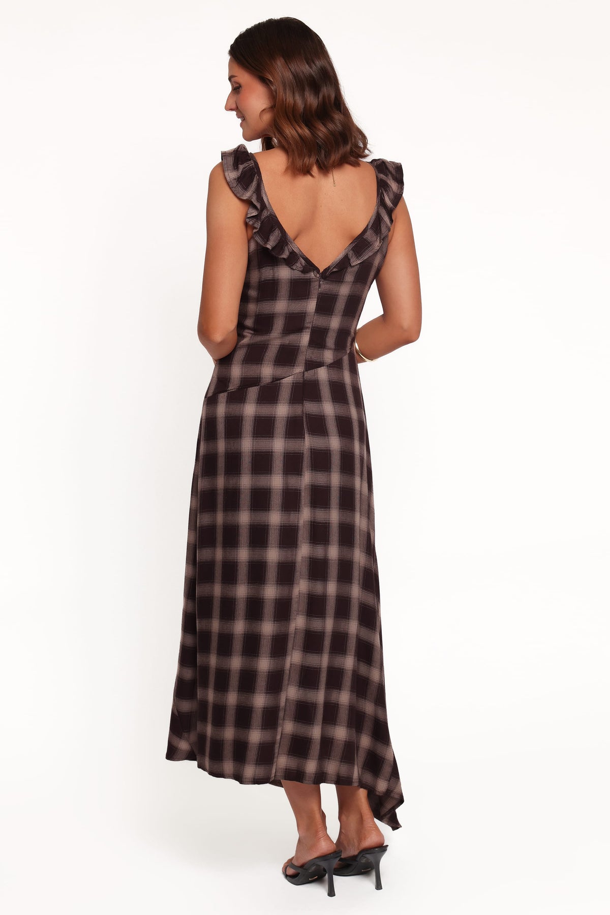 Farrell Midi Dress - Brown Plaid