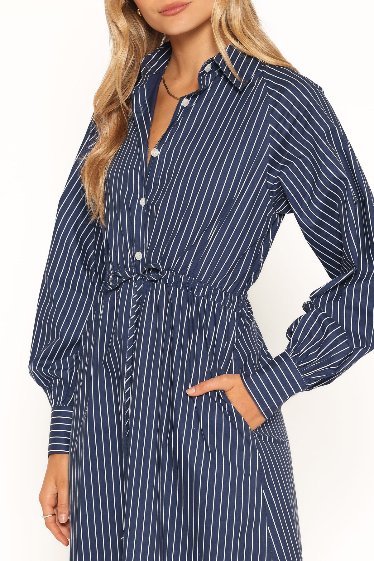 Hansel Long Sleeve Maxi Dress - Navy Stripe