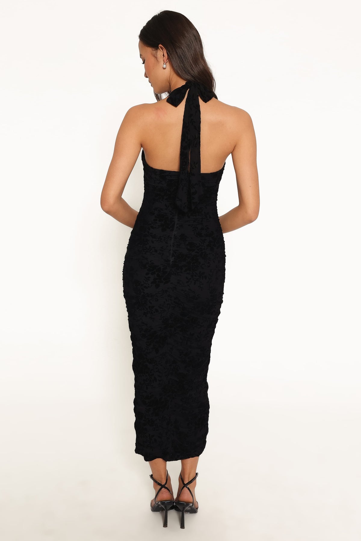 Izzie Midi Dress - Black Velvet Floral