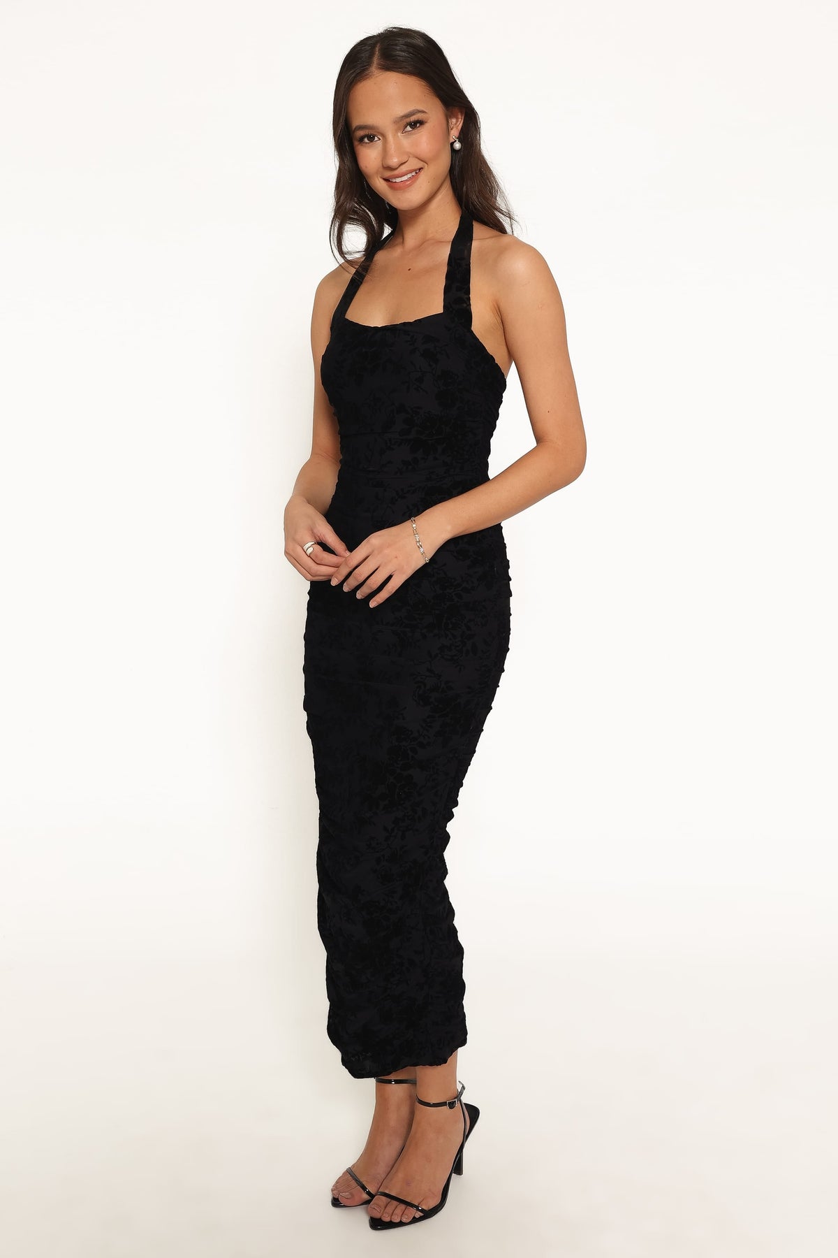 Izzie Midi Dress - Black Velvet Floral