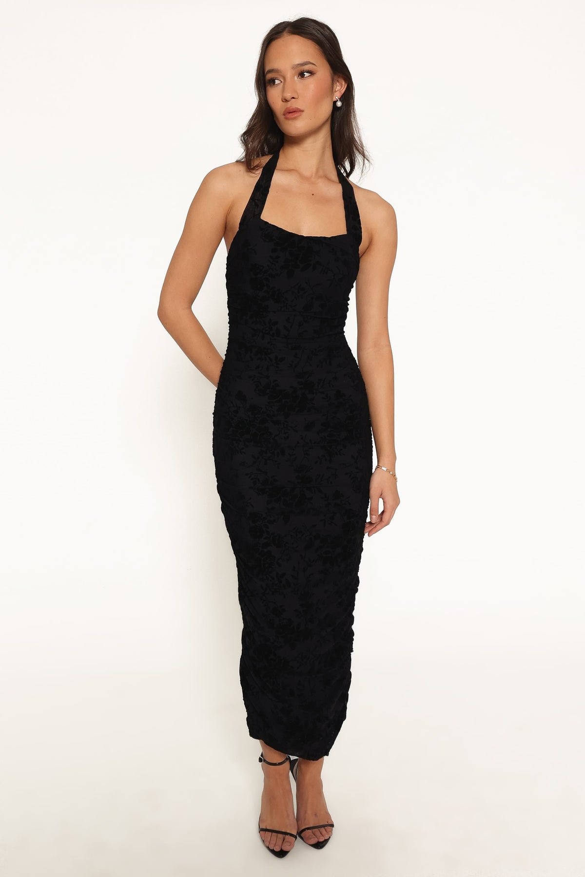 Izzie Midi Dress - Black Velvet Floral