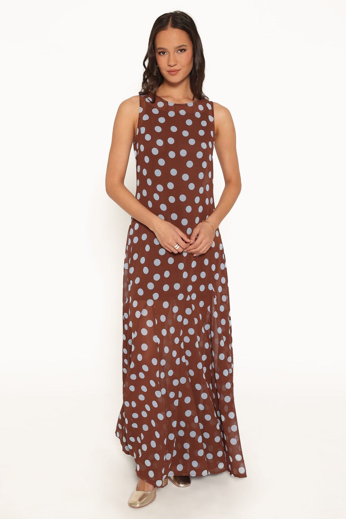 Keani Maxi Dress - Brown Polka Dot
