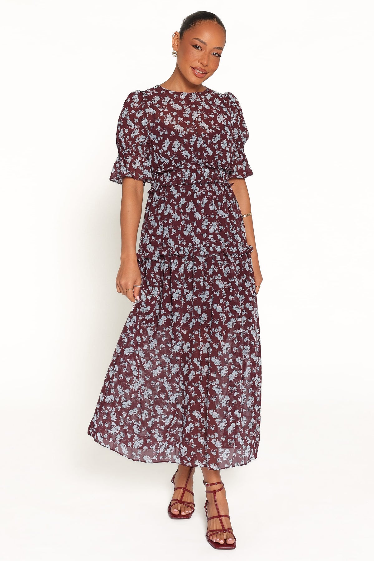 Kelina Maxi Dress - Burgundy Floral