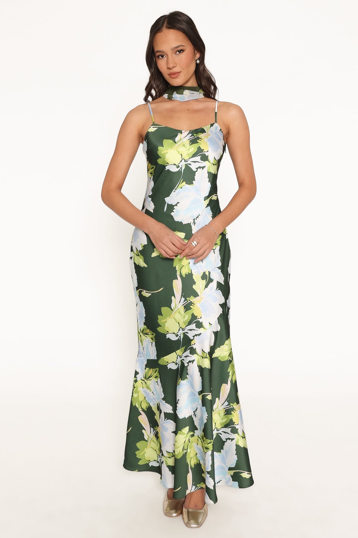 Kinara Maxi Dress - Olive Floral