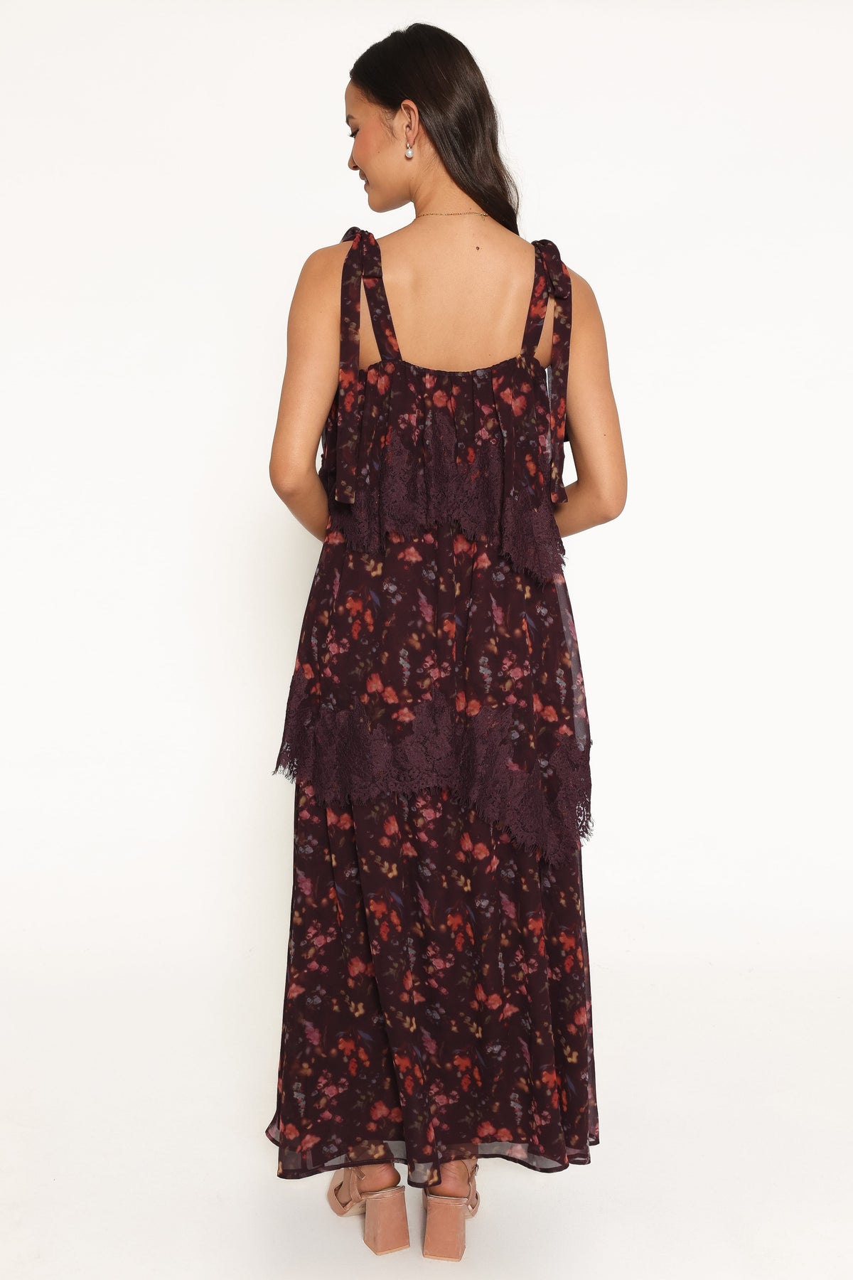 Lunella Maxi Dress - Plum Blurred Floral