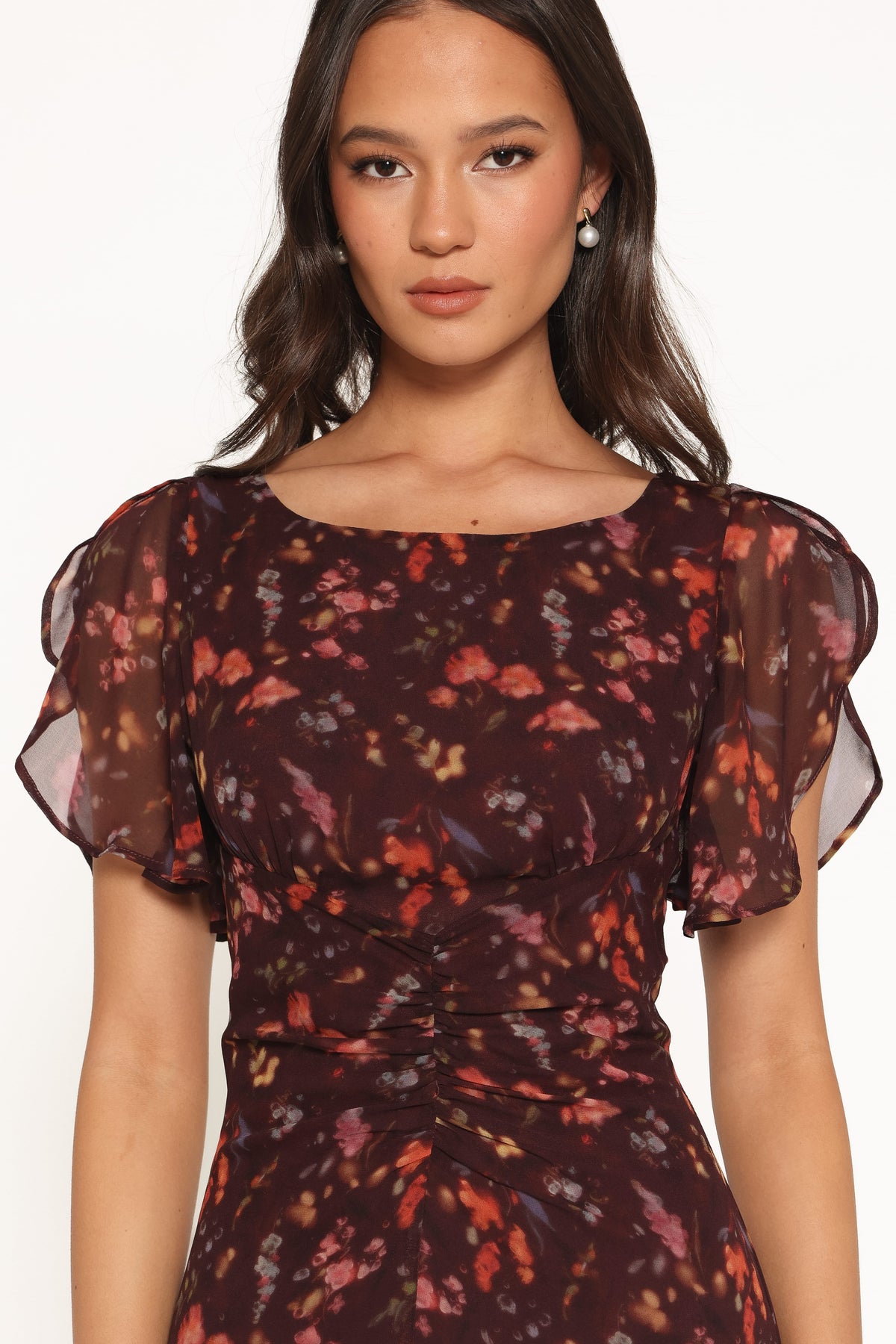 Magdalena Maxi Dress - Plum Blurred Floral