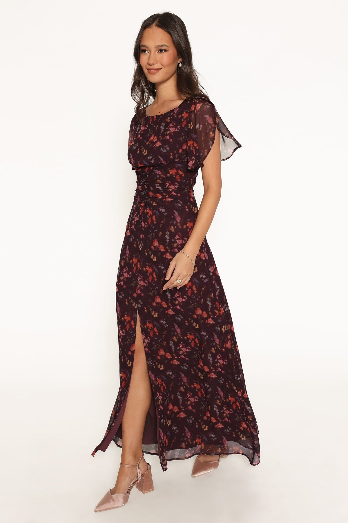 Magdalena Maxi Dress - Plum Blurred Floral