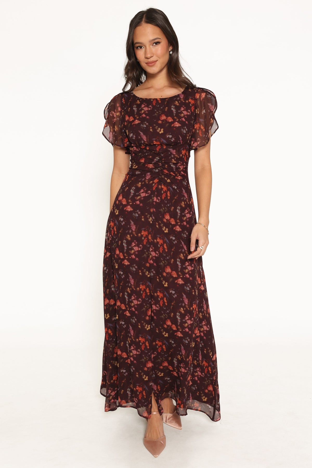 Magdalena Maxi Dress - Plum Blurred Floral