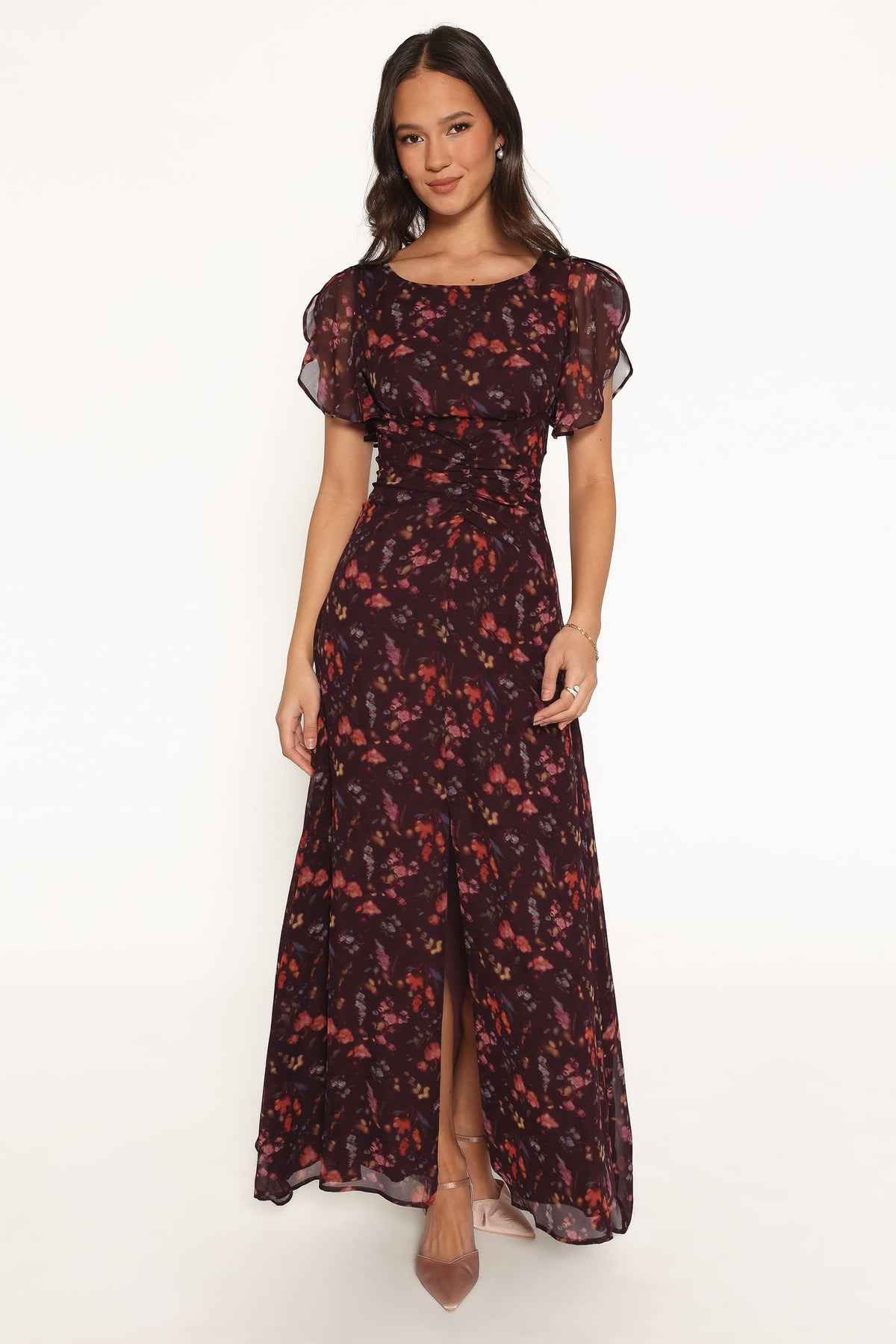 Magdalena Maxi Dress - Plum Blurred Floral