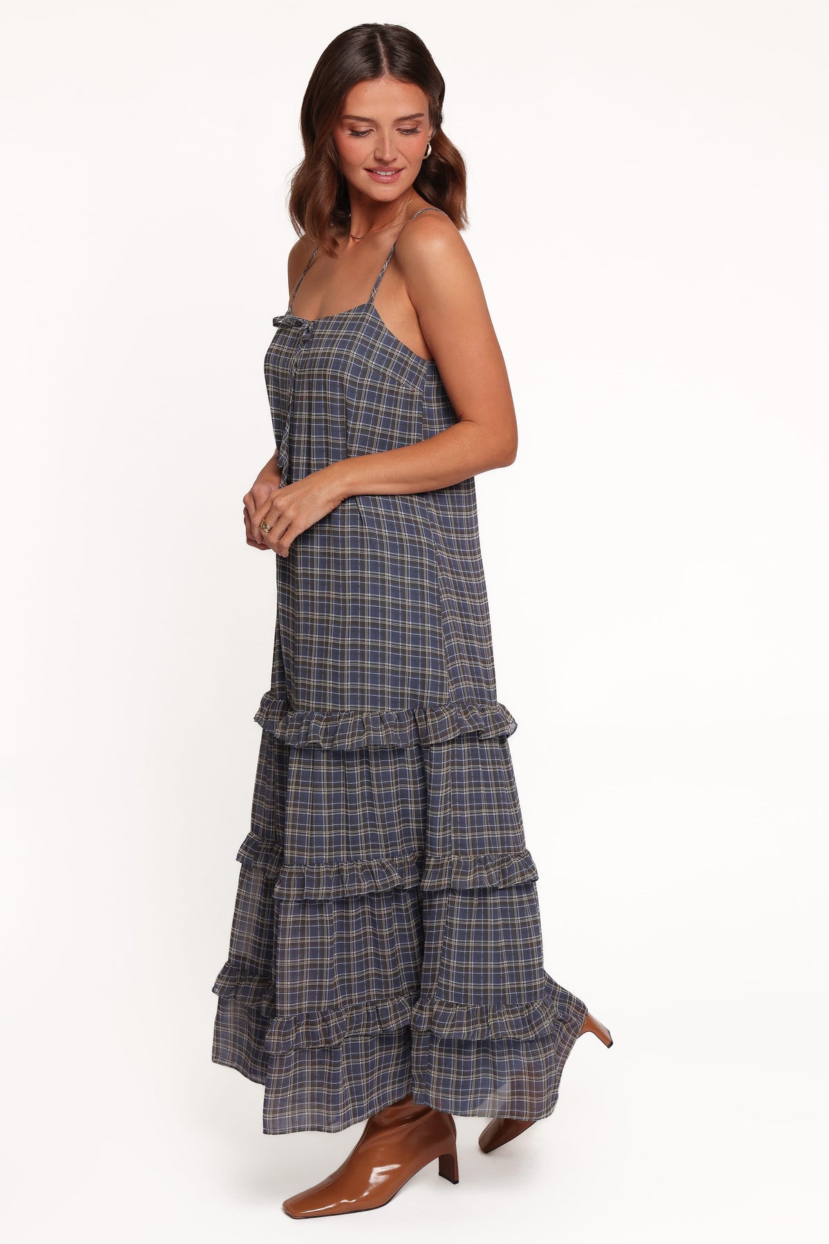 Minka Maxi Dress - Blue Plaid