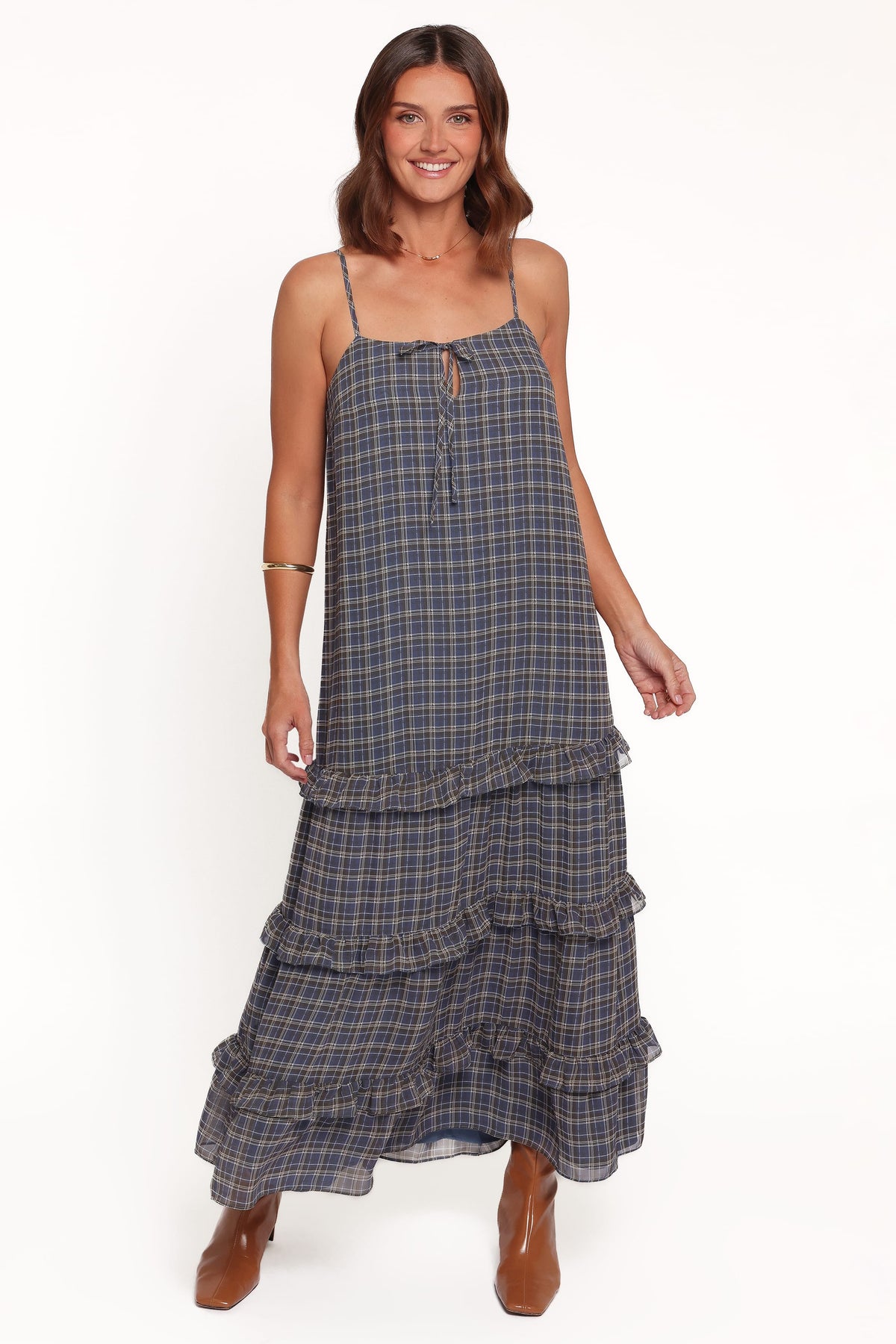 Minka Maxi Dress - Blue Plaid