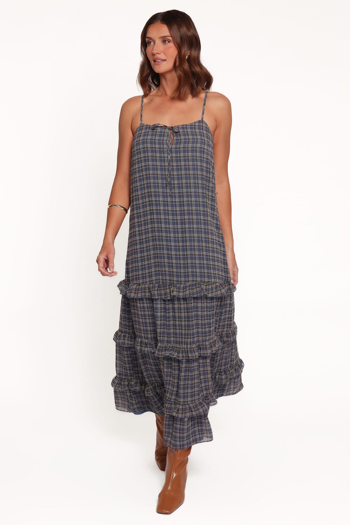 Minka Maxi Dress - Blue Plaid
