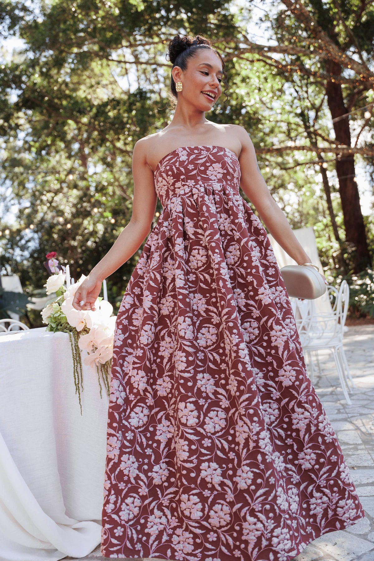 Orabella Maxi Dress - Red Floral