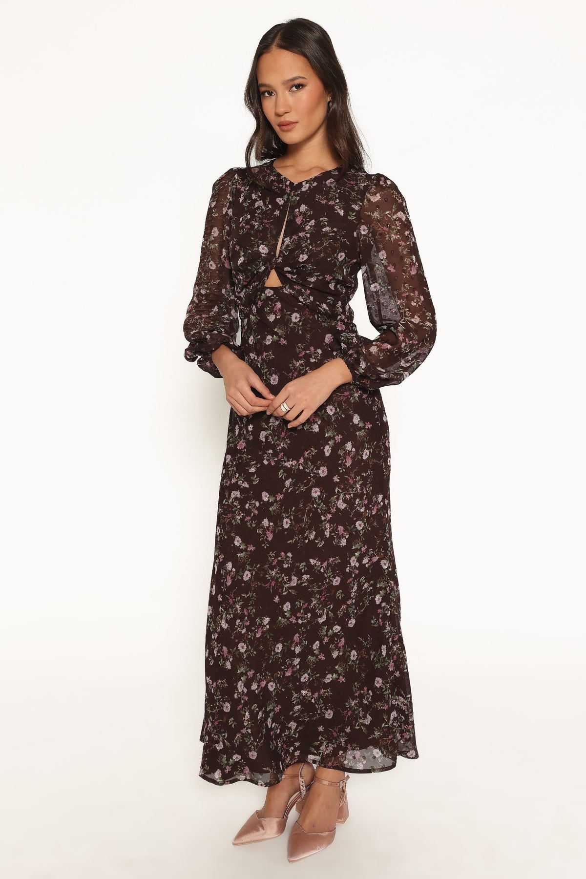 Rosalyn Maxi Dress - Brown Lilac Floral