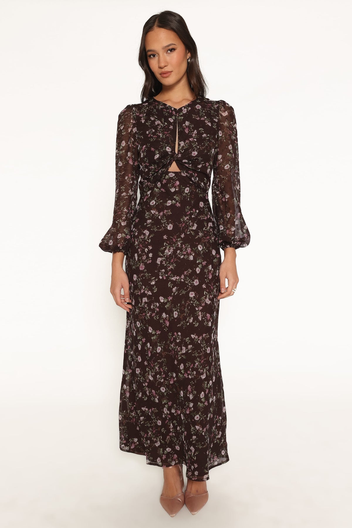 Rosalyn Maxi Dress - Brown Lilac Floral